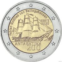 2 евро 2020 Эстония 200 лет со дня открытия Антарктиды UNC из ролла