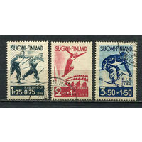 Финляндия - 1938 - Чемпионат мира по лыжным гонкам - (ном. 3,50 с тонким местом) - [Mi. 208-210] - полная серия - 3 марки. Гашеные.  (Лот 87HO)-T2P37