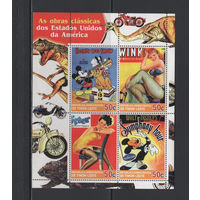 Живопись Восточный Тимор 2004** Уолт Дисней (Walt Disney) Герои мультфильмов, плакат Пин-Ап (pin-up girl)