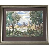 Кубарев В.Г Тайная бухта. Бумага, гуашь, акварель. Размер 55х68 см. с рамой и паспарту.