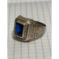 С 1 РУБЛЯ! ПЕЧАТКА КОЛЬЦО ПЕРСТЕНЬ СЕРЕБРО СИНИЙ КАМЕНЬ