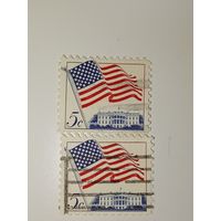 США 1963 с изображением американского флага над Белым домом.