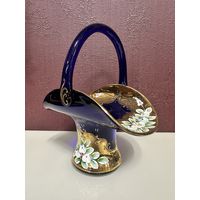 Старинная ваза, ручная роспись, богемское стекло, много лотов с рубля