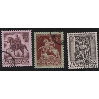 Польша (Mi)PL974,PL975,PL976 (30)+(40) грош + 1.55 злотого 1956 год стандартные сер.(Памятники Варшавы) все 3 марки - Гетто + Собеский + Понятовский (CTO) (s003) (a1-01 ТОРГ/ВАША ЦЕНА поштучно по запр