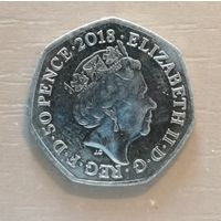 Великобритания, 50 пенсов, 2018 г., 60 лет Медвежоноку Паддингтону /на станции/, UC# 194