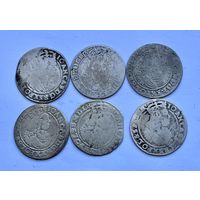 Монеты СЕРЕБРО Польша 6 грошей 1662-1666 год 6 шт Ян Казимир