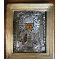 Икона Николай Чудотворец, 19 век. Красота!