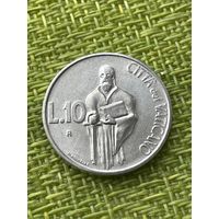 Ватикан, 10 лир 1991 (редкий мелкий номинал Иоанн Павел II, религия, Папа Римский)