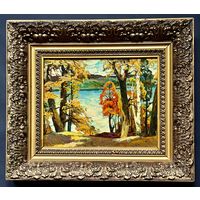 Гугель А.С. Каталожная работа "Осенние кружева", картон, масло. Размер с родной рамой 38,5х45 см.