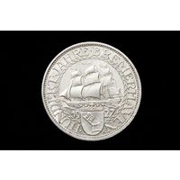 3 марки (рейхсмарки) 1927 г. Веймарская республика (Германия), Пауль фон Гинденбург. "100 лет Бремерхафену". Штемпельный блеск!