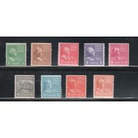 США-1939, (Скотт.839-847), **/*  Стандарт, Президенты,верт. перф.(полная серия)