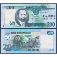 Мозамбик, 200 метикал 2017 г., P-152b (DE, президент Самора Машел, львы), UNC