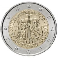 2 евро 2013 Словакия Кирилл и Мефодий UNC из ролла