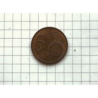 5 евро центов 2022г Франция медь UNC