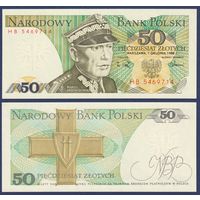 Польша, 50 злотых 1988 г, P-142c (HB, генерал Кароль Сверчевский), UNC