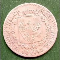 Пруссия 1/6 талера 1843 D (Дюссельдорф). Редкость. Тираж 428078шт