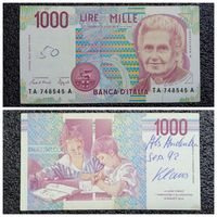 1000 лир Италия 1990 г.