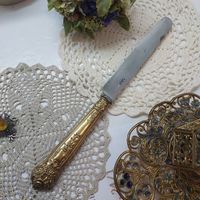 Нож столовый, около 1860г. Франция. Ручка СЕРЕБРО В ЗОЛОТЕ с 1 рубля. ИЗЯЩНЫЙ