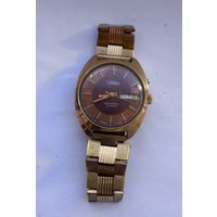 Часы Слава Автоподзавод.Позолоченные Au.Браслет остатки позолоты.Не на ходу.