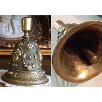 - КОЛОКОЛЬЧИК-ВЫЗЫВНОЙ 18-19 век Бронза 320 гр 7.5х9 см + Подарок Читайте