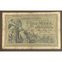 Банкнота 5 марок 1904 год. Германская империя.