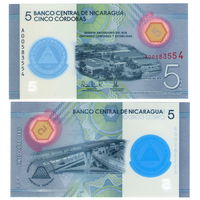 Никарагуа  5 кордоба 2019 год. 60 лет Центральному банку.  UNC  (полимер)