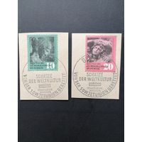 ГДР 1958 Полная серия марок на вырезках "Художественные и античные сокровища возвращенные из СССР в ГДР" (спецгашение) Mi.667-668 каталог 2.50 евро
