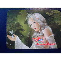 Календарик 2009 г.  АэроБелСервис.  Девушка, бабочки.