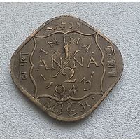 Индия - Британская 1/2 Анна, 1943   6-3-54