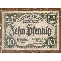 Нотгельд 10 пфеннигов 1920 год. Трибес. Веймарская республика