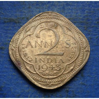 Индия Британская колония 2 анны 1943 Георг VI