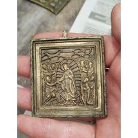 Старинная плашка сошествие Христа в ад,19 век