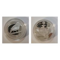 10 рублей "Звычайны салавей", "Вялiкая белая чапля", "Шэрая гусь"  Птушка году. Серебро.