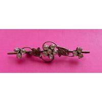 Редкая винтажная серебряная брошь с горным хрусталем. 875 проба с головой