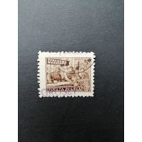 Польша 1950 Марка с надпечаткой "GROSZY" 1950 года Mi.556 "Работы по восстановлению Варшавы" (гашение без клея) Mi.663 каталог 3.00 евро