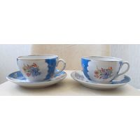Все лоты с рубля.Чайные пары Полонне,50-е годы,СССР,тонкий фарфор.