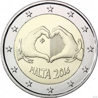 2 евро 2016 Мальта Любовь UNC из ролла