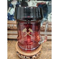 Редкий пивной бокал серп молот красное стекло