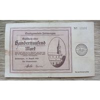 Werty71 Германия 100000 марок 1923 банкнота Furtwangen Фуртванген Баден-Вюртемберг
