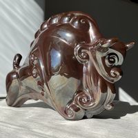 Крупная статуэтка зубр фарфор МФЗ 29см