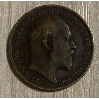 Монета 1 фартинг 1904 год. Великобритания. Король Эдуард VII.