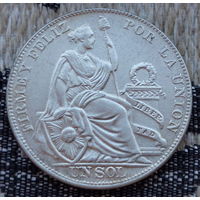 Перу 1 соль 1934 года. Серебро 900. Предложите свою цену или обмен!
