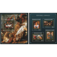 Нигер 2016г  Живопись  ИСКУССТВО КАРТИНЫ  золото  к/б+бл MNH