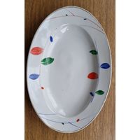 Большое овальное блюдо, ручная роспись, Барановка.