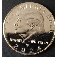 Памятная монета медаль Дональд  Трамп 2024 в цвете серебра