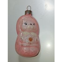 Ёлочная игрушка  - Собачка Мушкетёр . СССР  . Стекло .