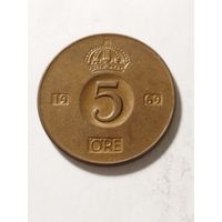 Швеция 5 оре 1969