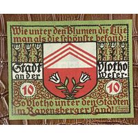 Нотгельд 10 пфеннигов 1921 год. Флото. Веймарская республика