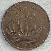 Великобритания 1/2 пенни 1954 г.
