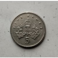 5 пенсов 1990 года Великобритания. Королева Елизавета 2.